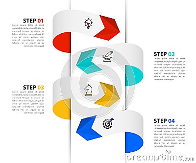 Infographic template with icons and 4 options or steps. Arrows Vector Illustration