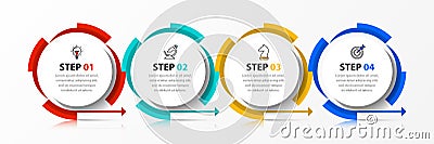 Infographic template with icons and 4 options or steps. Connected gears Vector Illustration