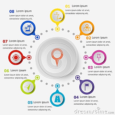 Infographic template with location icons Vector Illustration