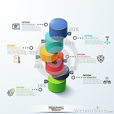 Infographic template Modern cylinder bar chart Design. Vector Illustration