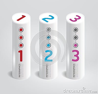 Infographic template Modern cylindrical Design style.numbered. Vector Illustration