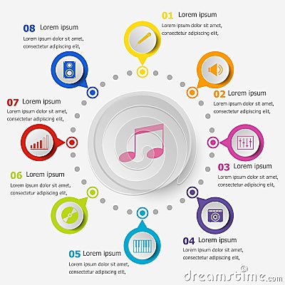 Infographic template with music icons Vector Illustration