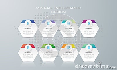 Infographic template with 8 options, Vector Illustration