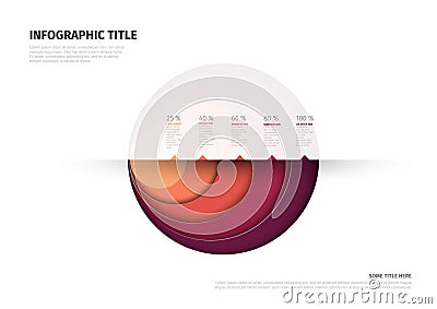 Infographic template with percentages and half circles Vector Illustration