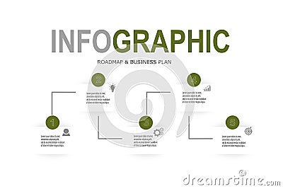 Infographic template with quote for business plan ,strategy, roadmap. green 5 Steps Modern presentation vector infographics Vector Illustration