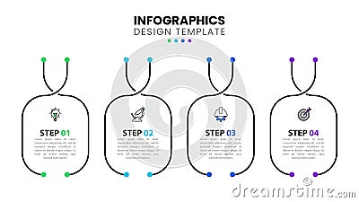 Infographic template. 4 rectangles created from lines Vector Illustration