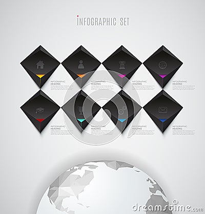 Infographic template with set of colorful icons Vector Illustration