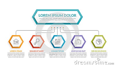 Infographic Template with 5 Steps Vector Illustration