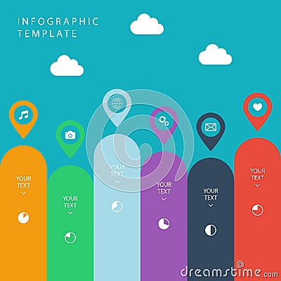 Infographic template for work flow layout, diagram, number options, web design, presentation. Vector Illustration