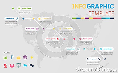 Infographic template with world map . Stock Photo