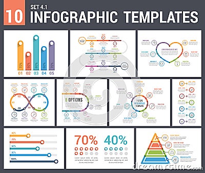 9 Infographic Templates Vector Illustration