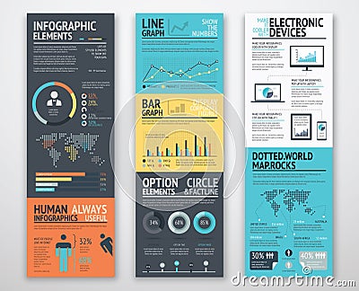 Infographic templates in well arranged order ready for use Vector Illustration