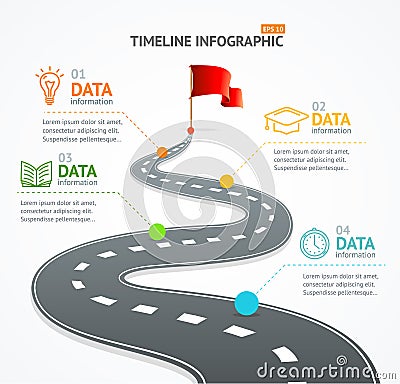 Infographic Timeline and Road with Pointer. Vector Vector Illustration