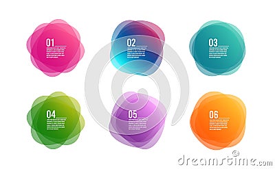 Colorful round banners. Overlay colors shape art design. Abstract style spots. Graphic tags. Infographic vector Vector Illustration