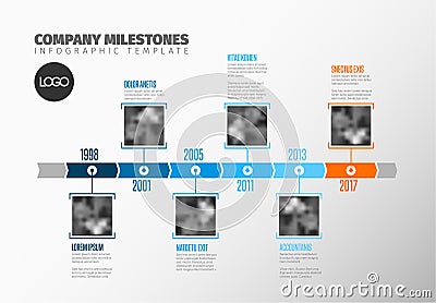 Infographic Timeline Template with photos Vector Illustration