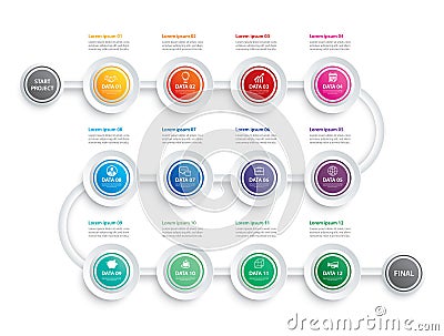 Infographic timeline 1 year or 12 month data template business concept arrows.Vector can be used for workflow layout, diagram, Vector Illustration