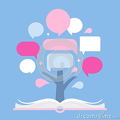 Infographic Tree and Open Book. Presentation Template for Quotes and Data. Vector Design Vector Illustration