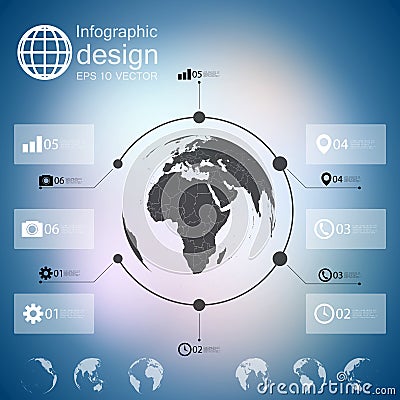 Infographic with unfocused background and icons Vector Illustration