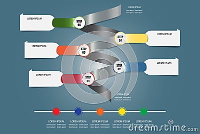 Infographic vector as a metal spiral with blank color metal labels Vector Illustration