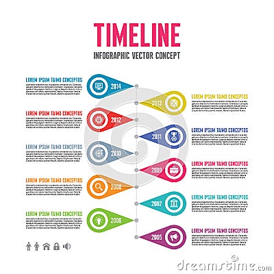 Infographic Vector Concept in Flat Design Style - Timeline Template Vector Illustration