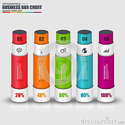 Infographic vector design template marketing bar chart elements Vector Illustration