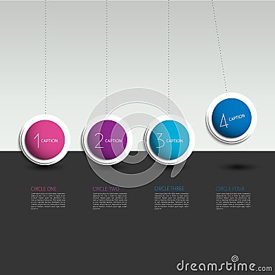 Infographic vector option banner with pendulum. Color spheres, balls, bubbles. Infographic template Vector Illustration