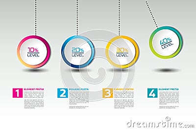 Infographic vector option banner with pendulum. Color spheres, balls, bubbles. Vector Illustration