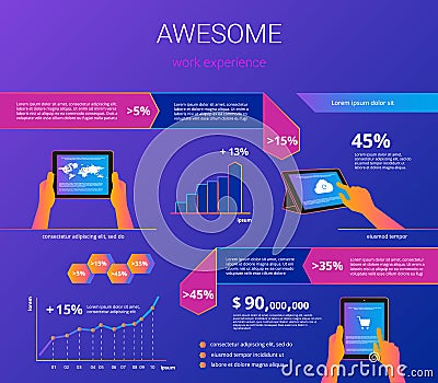 Infographic visualization of usability tablet pc Vector Illustration