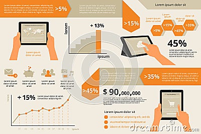 Infographic visualization of usability tablet pc Vector Illustration