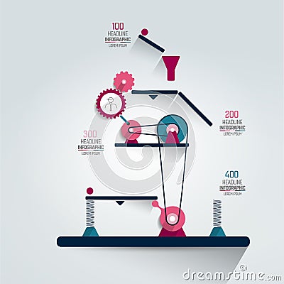 Infographic, working machine, graph, chart, scheme Vector Illustration