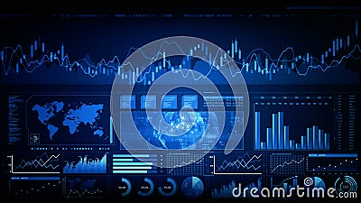 Infographics background 3d rendering, Market data and Infographics animation, Digital data graph processing investment and Stock Photo