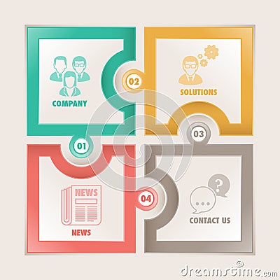 Infographics banner Square puzzle Vector Illustration