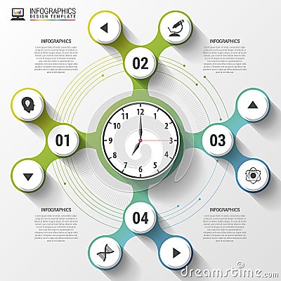 Infographics. Business Clock. Modern design template. Vector illustration Vector Illustration