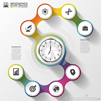 Infographics. Business Clock. Modern design template. Vector illustration Vector Illustration