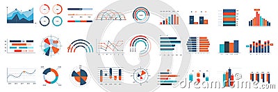 Infographics charts. Business diagrams, graphs and flowchart for workflow progress process. Finance annual report vector Vector Illustration