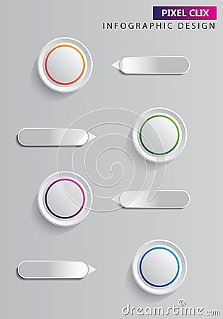 Infographics circle paper with 4 data template Vector illustration abstract background Can be used for workflow layout business. Cartoon Illustration