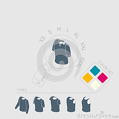 Infographics on clothing, t-shirts icons Stock Photo