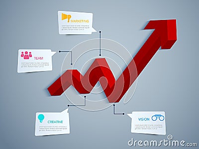 Infographics 3D growth graph. Successful business concept design marketing infographic template with icons and elements. Vector Illustration