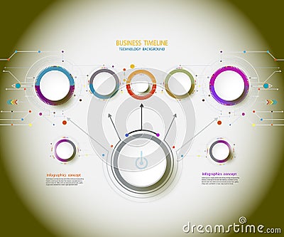 Vector infographic timeline technology with 3D paper labe Cartoon Illustration