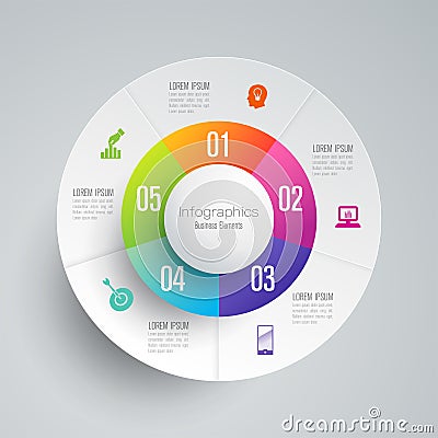 Infographics design vector and business icons with 5 options. Vector Illustration