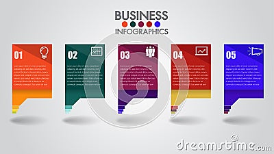 Infographics design vector and marketing icons.Business concept with 5 options, steps or processes.boxs word, annual report, web d Stock Photo