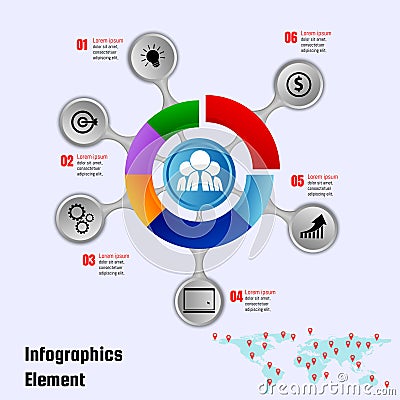 Infographics design vector and marketing icons can be used for Business concept with 6 options, steps or processes Vector Illustration