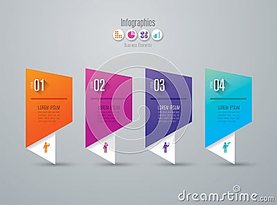 Infographics design vector and business icons with 4 options. Vector Illustration