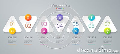 Infographics design vector and business icons with 7 options. Vector Illustration