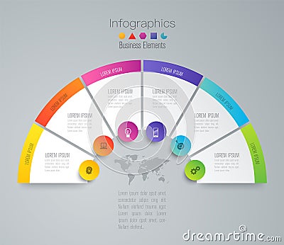 Infographics design vector and business icons with 6 options. Vector Illustration