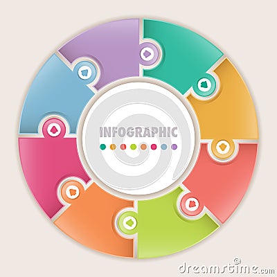 Infographics with eight options Circular puzzle Vector Illustration