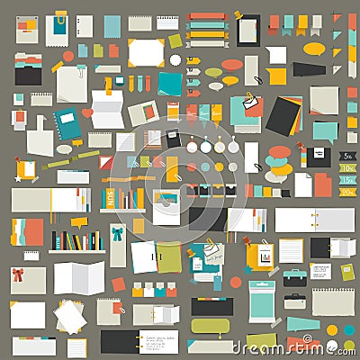 Infographics elements. Big set of flat reminder stickers. Vector Illustration