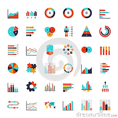 Infographics elements. Data analysis chart, modern presentation for business. Analytics workflow visualization, timeline Vector Illustration