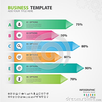 Infographics elements diagram with 6 steps, slide, presentation, graph, chart, diagram, timeline vector Vector Illustration