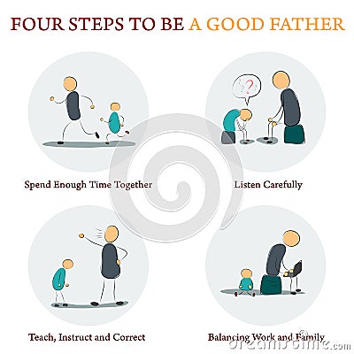 Infographics - FOUR STEPS TO BE A GOOD FATHER Stock Photo